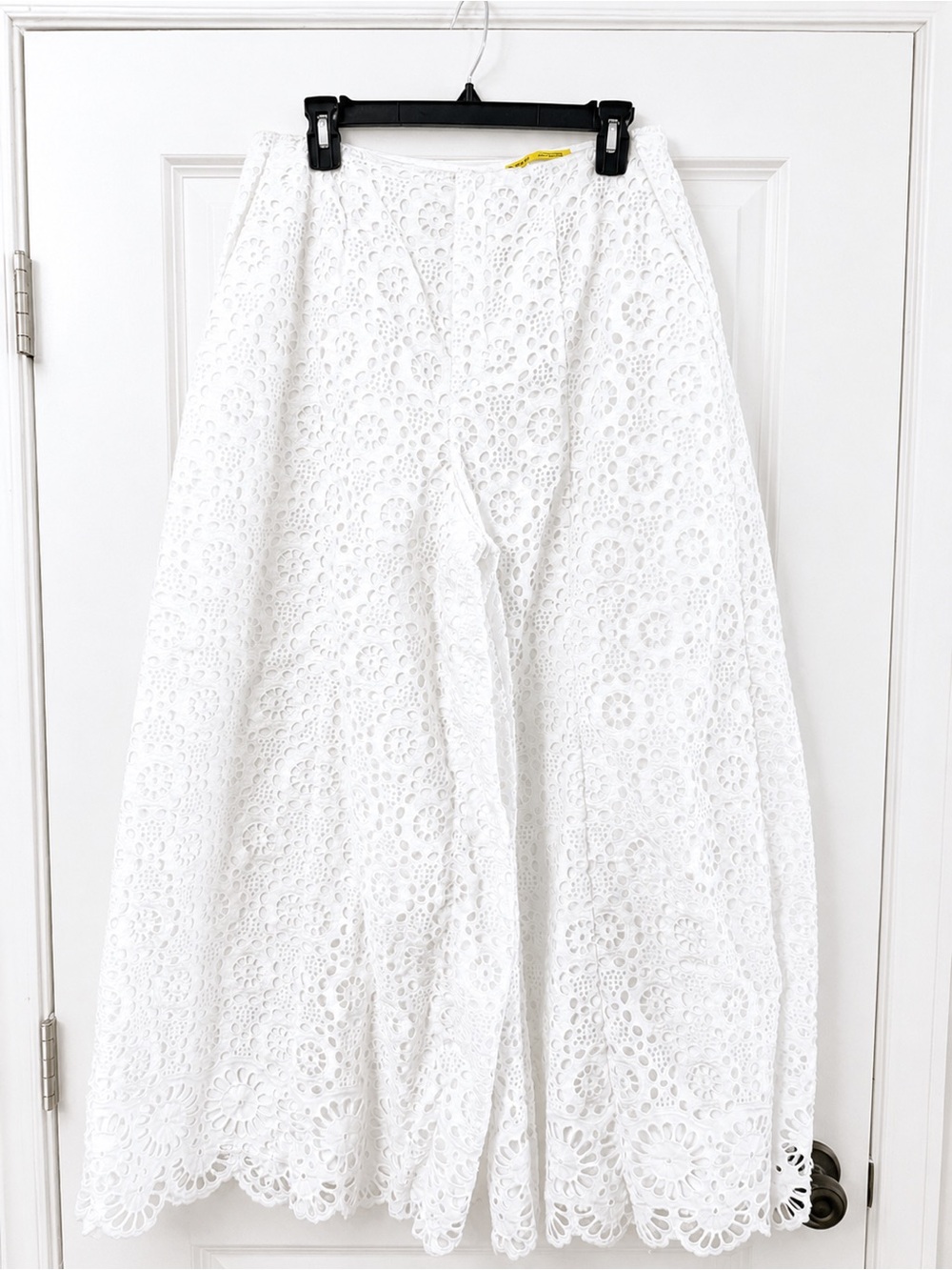 Maeve Anthropologie White Eyelet Lace Wide Leg Pants Size 10 Boho Cottagecore